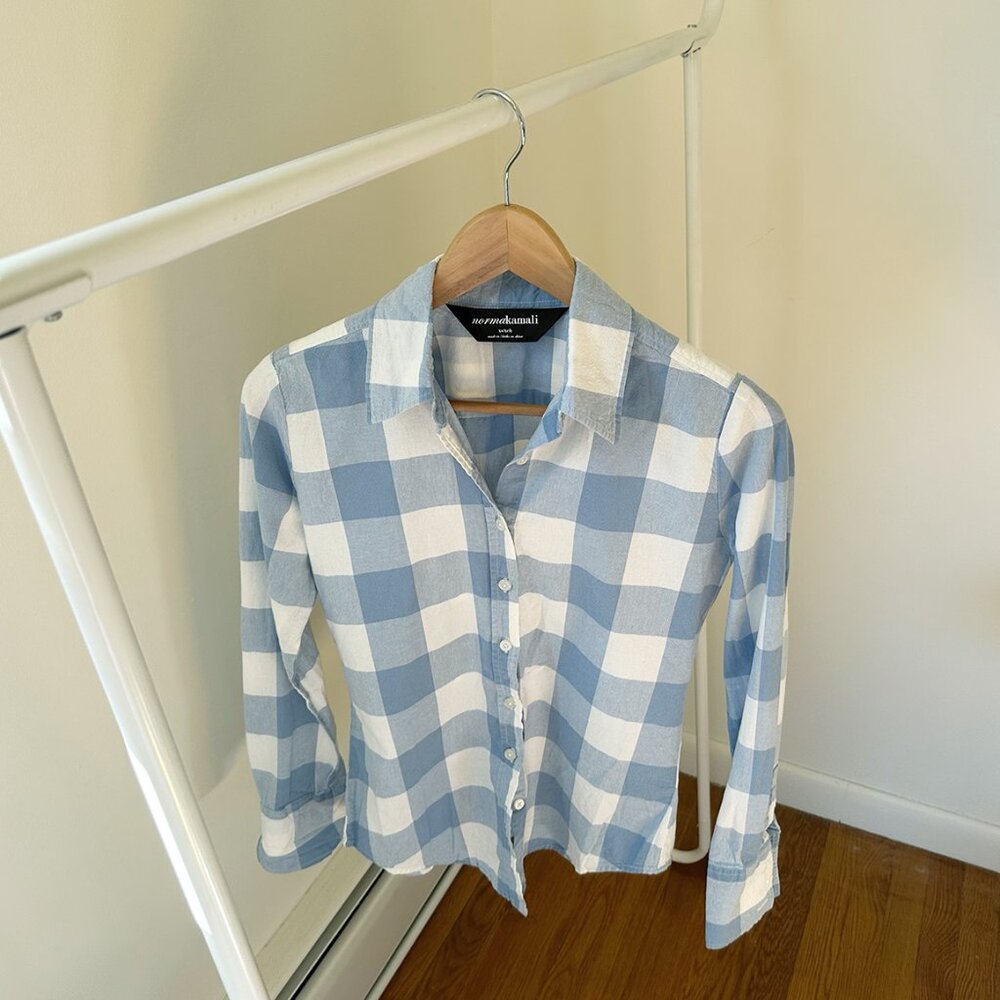 Norma Kamali Gingham Shirt
